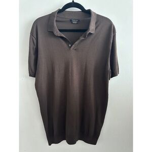 Massimo Dutti Short Sleeve Polo Shirt - Brown